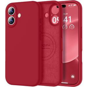 Vooii Magnetic for iPhone 17 Case, Compatible with Magsafe (Premium Liquid Silicone) (Integrated Camera Control Button) Full Body Protective Anti-Scratch Microfiber Lining 6.3", Red