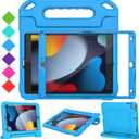 Kids Case for iPad 9th/8th/7th Generation -10.2 inch 2021/2020/2019, Built with Screen Protector, Durable Shockproof Handle Stand Case for Apple iPad Gen 9/8/7, Blue