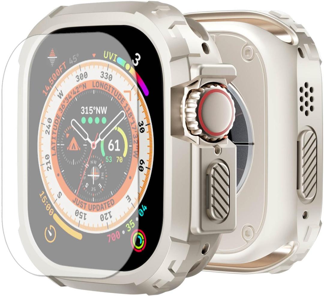 BOTOMALL Screen Protector Compatible with Apple Watch Ultra 3/2/1 49mm Bumper Case,Rugged Military Grade Flexible TPU Face Cover with Tempered Glass Film for iWatch Men Womens