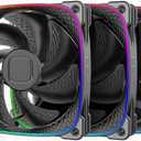 Geometric Future Squama 2503 RGB PWM Fan - 120mm - 3 Pack – Performance & Silent Balance - Dual Lighting Loop - Motherboard SYNC with 5V 3pin - 4pin PWM - with Controller - Black (GEO-S2503B-3)