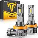FAHREN H11/H8/H16 Fog Light Bulbs, 16000LM 800% Brightness Upgraded 6500k cool white Driving Fog Lights, 60000HRS Lifespan Replacement H8 H16 Fog Bulbs, 1:1 Mini Size, Plug and Play, Pack of 2.