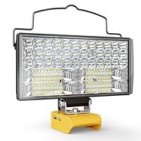 Cordless LED Work Light, Dewalt Battery Compatible, LIVOWALNY 100W 10000LM 7" Flood Light, USB & Type-C & Low Voltage Protection & 140° Pivot Head, LED Flashlight for Emergency & Field Use