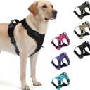 Heavy Duty Tactical Dog Harness for X-Large Dogs, No Pull Dog Harness with Handle & Front Clip, Reflective Soft Padded, Hook and Loop Panel, Dog Vest for Walking, Service Training, Black