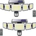 4000LM Solar Lights outdoor, 5 Adjustable Heads Solar Motion Sensor Lights, 236 LEDs 3 Brightness Mode, Waterproof Security Wall Lights, Flood Lights for Graden, Backyard, 2 Pack