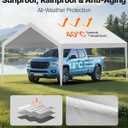 VEVOR Carport Replacement Canopy, 12 x 20 ft Potable Garage Tent Top Tarp, UV-Resistant & Waterproof Car Shelter Tarp, Heavy Duty Car Port Cover with Ball Buggees, White, Frame Not Included