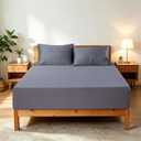 100% Viscose Derived from Bamboo Fitted Sheet with 16" Deep Pocket, Hotel Luxury Silky Bedding, Ultra Soft, Cooling for Hot Sleepers(Dark Grey Cal King)