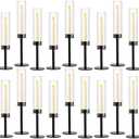 Black Candle Holders 18pc Hurricane Candlestick Holders, Taper Candle Holders with Glass Candle Cover for Wedding Table Centerpiece Decoration Christmas Party (19/16.5/14.2 Inch)