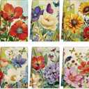 Tudomro 6 Pcs Christmas Oil Painting Flowers Kitchen Towels Floral Themed Dish Christmas Cloth Hand Tea Towels Housewarming Gift for Home for Kitchen