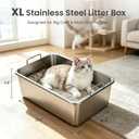 Triple Pan Stainless Steel Sifting Cat Litter Box, Extra Large