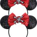 2pcs Pirate-Themed Headband Women Pirates Costume Accessories (Red&black)