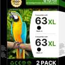 63XL Black Ink Cartridge (2-pack) High-yield for HP Ink 63 63XL HP63 XL Combo Pack Works for DeskJet 1112, 2130, 3630 Series; ENVY 4510, 4520 Series; OfficeJet 3830, 4650, 5200 Series Printer F6U62AN