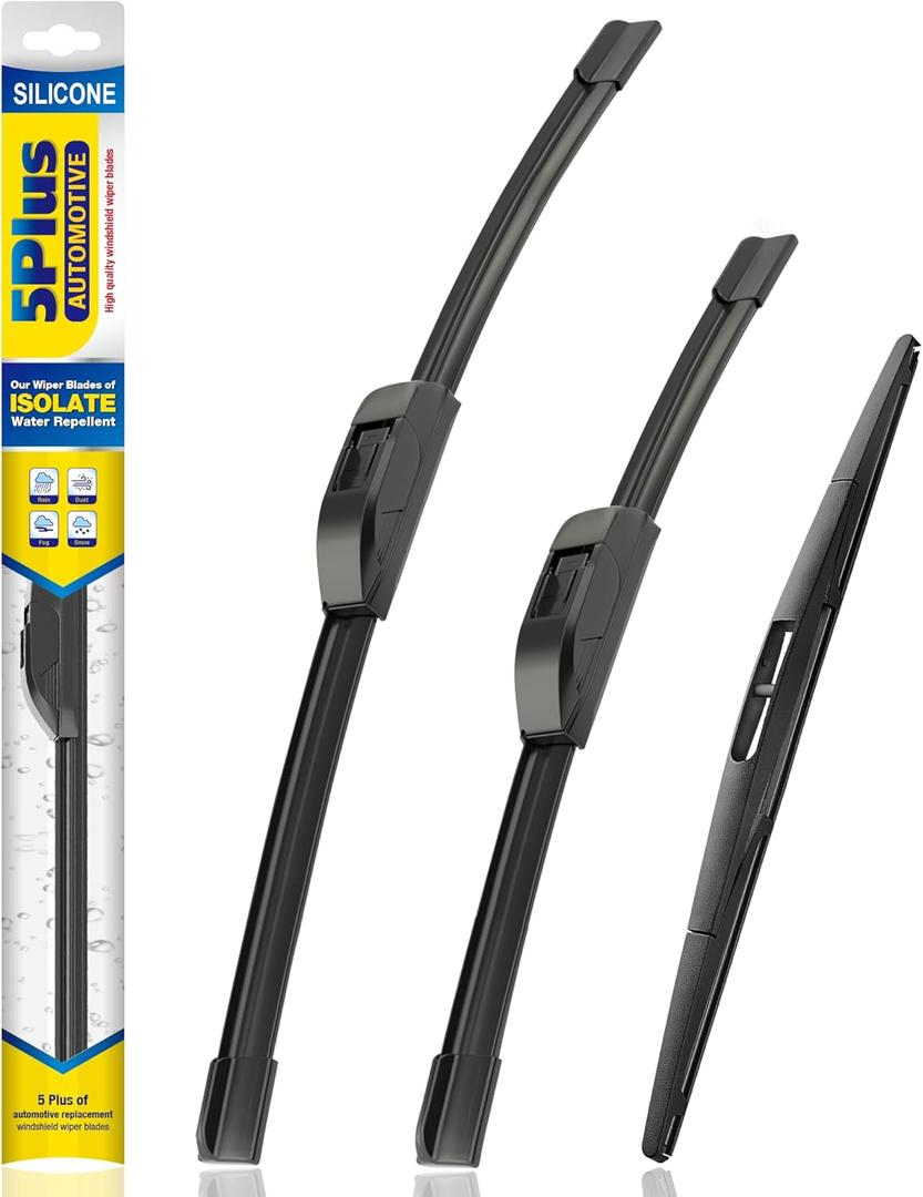 5 PLUS Silicone Windshield Wipers Replacement for 2007-2018 ACURA RDX,2018-2023 NISSAN Leaf,2007-2011 Honda CRV Wiper Blades(Set of 3),Automotive Replacement Windshield Wiper Blades-26"/16"/14"