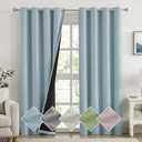 100% Blackout Curtains for Bedroom, Linen Textured Light Blue Black Out Curtains 84 Inch Long, Grommet Top Thermal Insulated Window Drapes for Living Room, 52" W x 84" L, 2 Panels