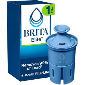 Brita Elite Water Filter Replacement for Pitchers and Dispensers, BPA-Free, Reduces 99% of Lead, Lasts Six Months or 120 Gallons, Includes 1 Pitcher Replacement Filter (1 Count (Pack of 1))