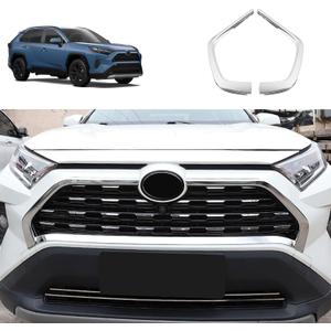 Front Grille Stripe Cover Compatible With Toyota RAV4 2025 2024 2023 2022-2019 Front Bumper Grille Strip Frame Trim Car Accessories 2PCS(Glossy Chrome Style) Not For Adventure