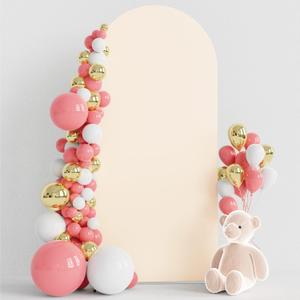 Wokceer 6FT Wedding Arch Backdrop Cover Spandex Fitted Beige Arch Covers Round Top Chiara Arches Cover for Wedding Birthday Party Ceremony Banquet Decoration