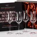 Engraved Crystal Snifter Glasses for Whiskey, Brandy & Cognac Set of 4 Small 4oz Tulip Copitas Elegant Cut Glass Tasting Glasses 