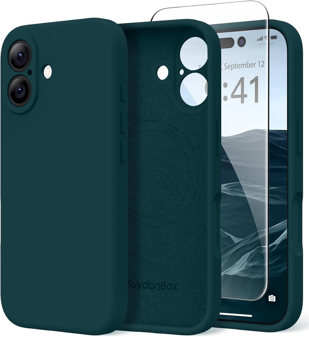 Magnetic for iPhone 17 Case, Compatible with MagSafe, [Full Camera Protection][Screen Protector] Silicone Shockproof Protective Phone Case for iPhone 17 6.3", Deep Blue