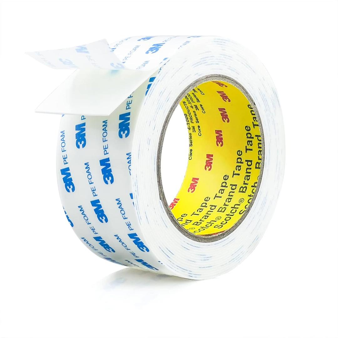 Double Sided Tape 2in x 16.5ft, Mounting Tape Heavy Duty, Removeable PE Foam Tape Strips, Strong Adhesive Tape Waterproof Free Damage for Paint Wall Picture Hanging Poster (2in x 16.5ft)