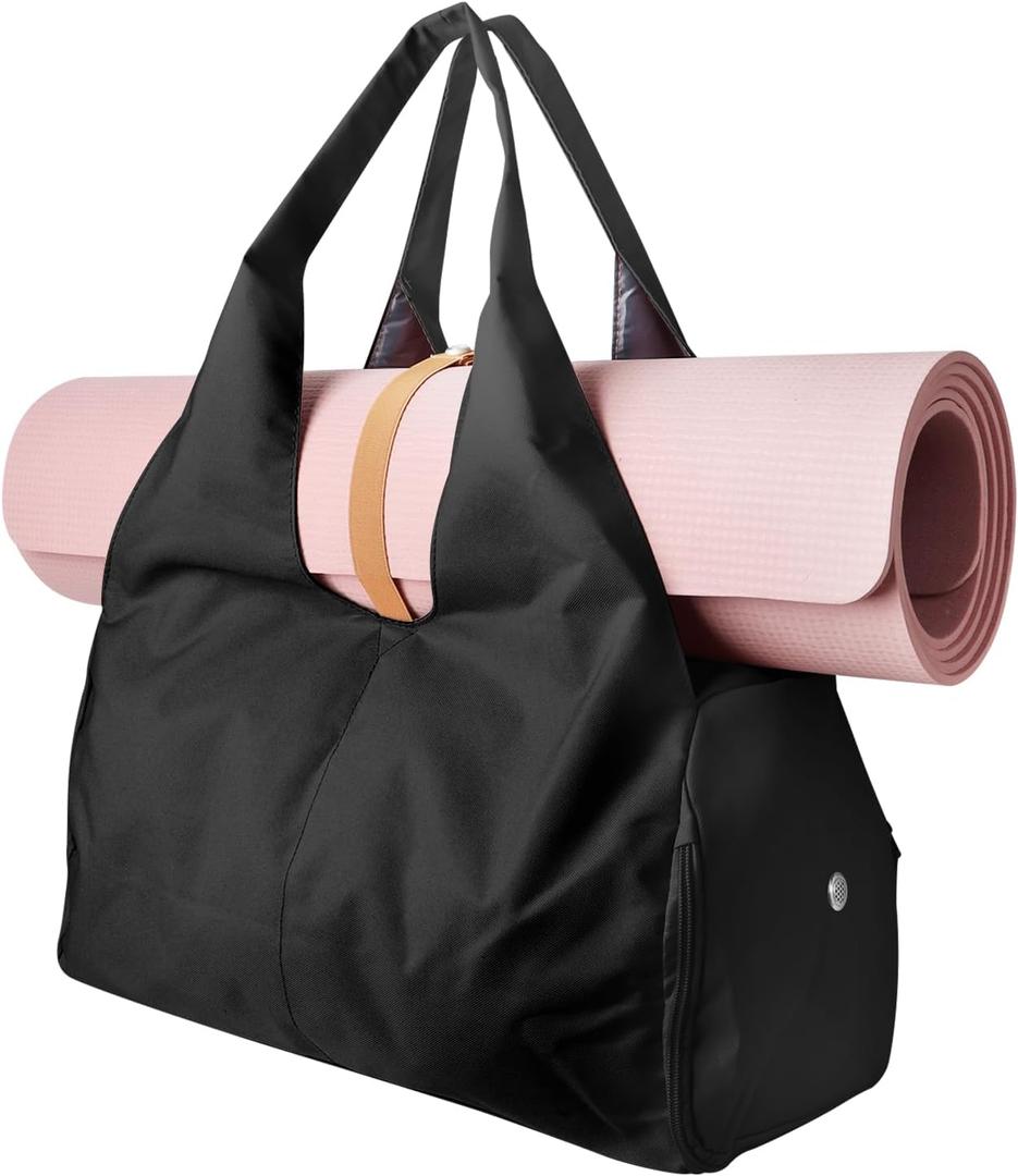 Yoga Mat Bag, Heavy Oxford Cloth Sport yoga Gym Bag, Travel Yoga Gym Bag with Yoga Strap, with Shoes Compartment and Wet Dry Storage Pockets, Fits Gym, Beach Park, Travel for Women & Men (Black)