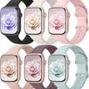 6 Pack Sport Bands Compatible with Apple Watch Bands 38mm 40mm 41mm 42mm 44mm 45mm 46mm 49mm for Women Men, Soft Wristband Silicone Sport Strap for iWatch Bands Series 11 10 9 8 7 6 5 4 3 2 1 Ultra SE