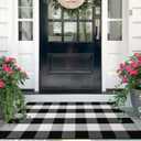 IOHOUZE Cotton Buffalo Plaid Check Rug Outdoor Doormat 27.5 x 43 Inches Washable Woven Outdoor Indoor Welcome Mats for Front Door/Farmhouse/Entryway/Home Entrance black and White Outdoor Rug