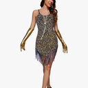 Women's 1920s Flapper Sequin Fancy Costume Dress For Great Gatsby Theme Party Dress XS