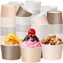 Paper Ice Cream Cups 9oz Colored Disposable Dessert Bowls for Hot or Cold Party Food Cups for Birthday Baby Shower Easter Party Supplies(Gradient Brown,60 Pcs)