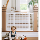 Cumbor 29.7-48" Baby Gate for Stairs, Mom's Choice Awards Winner-Dog Gates for Doorways, Auto Close Safety Pet Gate for Dogs Indoor, Easy Install Pressure Mounted Child Gate with Walk Thru Door, White
