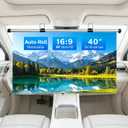 40 Inch Retractable Projector Screen for Car with Adjustable Loops for Headrests/Sun Visors Self-Locking Pull Down & Slow Retraction High Gain Wrinkle-Free, Universal for RV/Truck/Camping/Bedroom/Gift