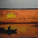 Fishing Large Wall Art for Living Room Farmhouse Give It to God and Go to Sleep Canvas Decor Rustic Fisherman Prints Painting Pictures Extra Large Farm Fish Sunset Framed Artwork for Bedroom 30"x60"