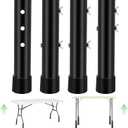 4 Packs Folding Table Leg Extenders, Highly Durable Steel Risers, Table Leg Extensions for Straight and Bent Legs, Adjustable Table Height Extenders for Rise 4.1in - 5.3in