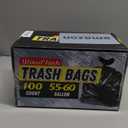 100 Count 55-60 Gallon Trash Bags, Sturdy & Tear-Resistant Commercial Can Liners 55 Gallon, Large Garbage Bags, Large Black Trash Bags for Commercial, Lawn and Leaf Bags