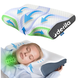 Derila Cervical Queen Size Pillow for Sleeping - Support Pillow for Side, Back, Stomach Sleepers - Contour Best Bed Pillows for Sleeping