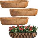 4 Packs Coco Liners for 30 Inch Planters, Coconut Fiber Window Box Insert, Trough Planter, Basket Liner for Outdoor Plants
