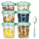 SUPERMAMA Plastic Baby Food Containers 12 Set(2/4/7oz), Stackable Baby Food Storage Containers with Lids, Baby Food Snack Jars, Freezer Safe, Easy to Store& Keep Fresh, Microwave Safe, BPA Free, Green