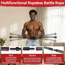 Portable Ropeless Battle Ropes, HIIT & Low Impact Cardio Workouts, Transform into Fitness Bar, Cordless Battle Ropes for Home Gym, Compact Gym Equipment for Men & Women (Black)