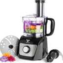 Moss & Stone Food Processor 8 Cup Strong Vegetable Chopper for Dicing, Chopping, Mincing, & Puree 500 Watts, Chopper With 2 Speeds, Perfect Baby Food Processor (Black) (8 Cups)