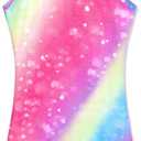 TENVDA Gymnastics Leotards for Girls 2-12 Years Old Sparkly Multicolor Kids Tumbling Biketards Unitard (7-8 Years, Colorful Heart Tank)