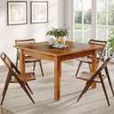 Tribesigns Wood Dining Table Farmhouse Kitchen Table for Living Room, 4-Person Square Dinner Table with Wooden Legs, Rustic Brown, Onesize