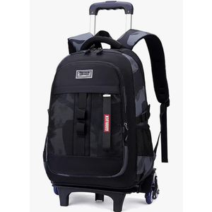 Camo Rolling Backpack for Boys Girls Backpack with Wheels Wheeled Bookbag Kids Roller School Bag Black
