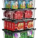iSPECLE Freezer Organizer Bins - 4 Pack Stackable Deep Freezer Organizer Bins for 5 Cu.Ft Chest Freezer Sort Frozen Food, Heavy Duty Metal Storage Bins with Handles, Easy Access without Digging