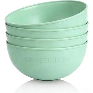 4-Pack Unbreakable Cereal Bowls Set, 50 Oz Plastic Bowl Set, Reusable Microwave and Dishwasher Safe Bowls, Perfect for Meal Prep, Salad, Snacks, BPA-Free (Green)