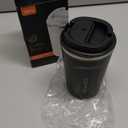 YINBAOGE Insulated Travel Coffee Mug, Spill & Leak Proof, Portable To Go Camping Stainless Steel Coffee Tumbler, Reusable Thermal Coffee Cup with Lid for Hot & Cold Drinks (2nd-Black, 12 OZ)