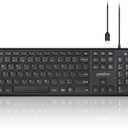 Perixx PERIBOARD-210C Wired Full-Size USB C Keyboard with Quiet Scissor Keys - Compatible with Mac, iPad, Windows, Chromebook, Tablets, Desktop, and Laptops - Black - US English (PB-210CBUS-11729)