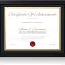 8.5x11 Diploma Frame with Real Glass - Set of 1, Black Over Gold Double Mat - Display 8.5 x 11 Document Certificate with Mat or 10x13 Pictures without Mat for Tabletop & Wall Mount