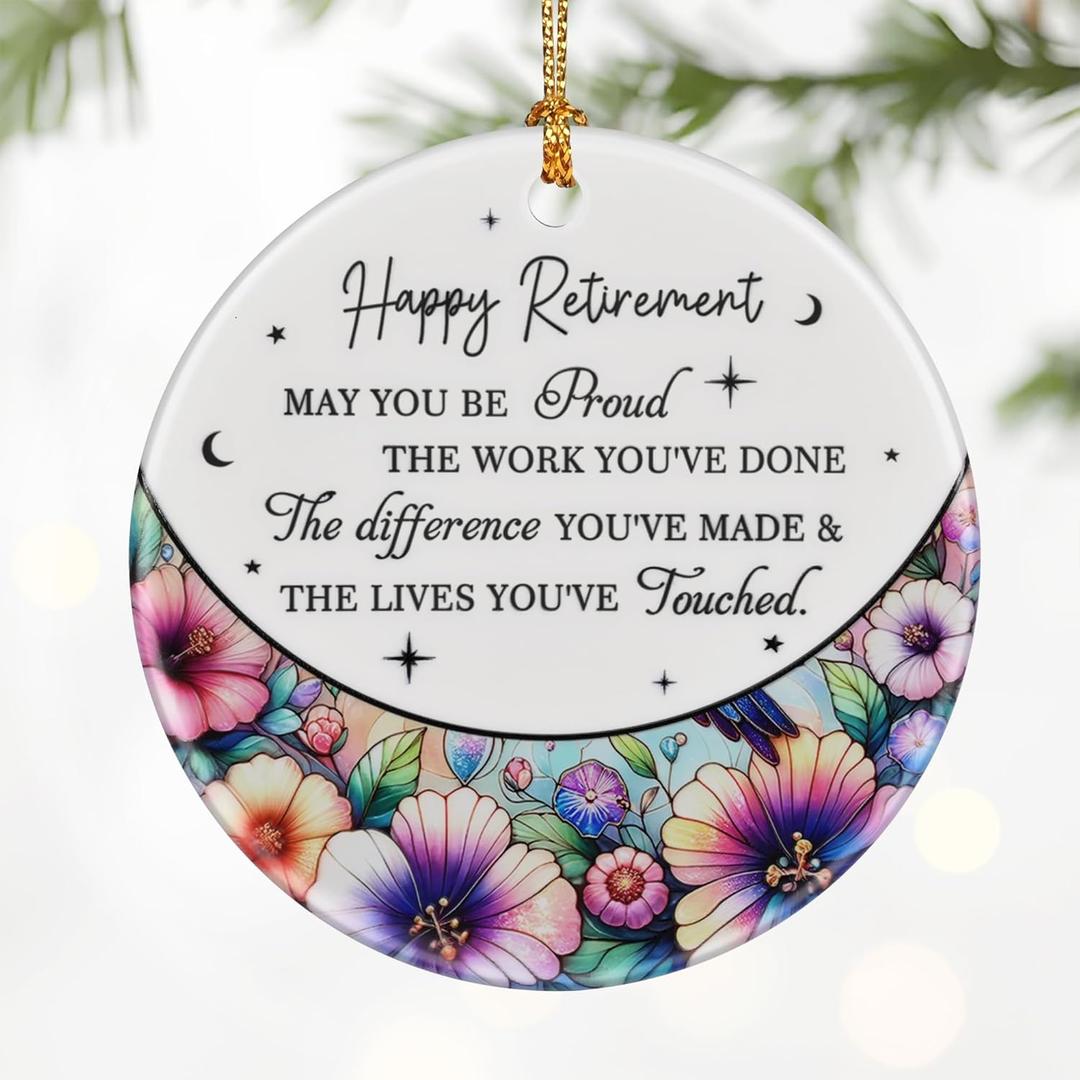 Retirement Gifts for Women & Men: Retirement Ornaments, Farewell Gifts for Retiring Coworkers, Retired Gift for Coworker, Friend, Boss, Employee, Teacher, Nurse  Christmas OrnamentsStyle A