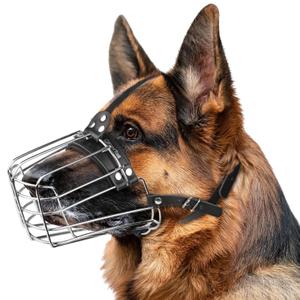 German Shepherd Muzzle for Large Sized Dog – Metal Dog Muzzle for German Shepherd – Steel Basket Muzzle for Large Dogs – Wire Cage Muzzle for Medium Dogs Husky, Belgian Malinois