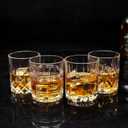 KANARS Whiskey Glasses Set of 4 - Multi Style Crystal Liquor Glasses 10 oz - Rocks Glass Barware For Scotch, Bourbon, Rum and Cocktail, Whisky Gifts for Men Dad Brother Adult