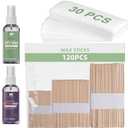 BLITZWAX 120pcs Wooden Waxing Sticks Kit for Hard Wax Hair Removal, Eyebrow Large and Small Applicators for Face, Body, and Lip, with 30 Wax Papers and Oils, Ideal for Women’s At-Home Waxing
